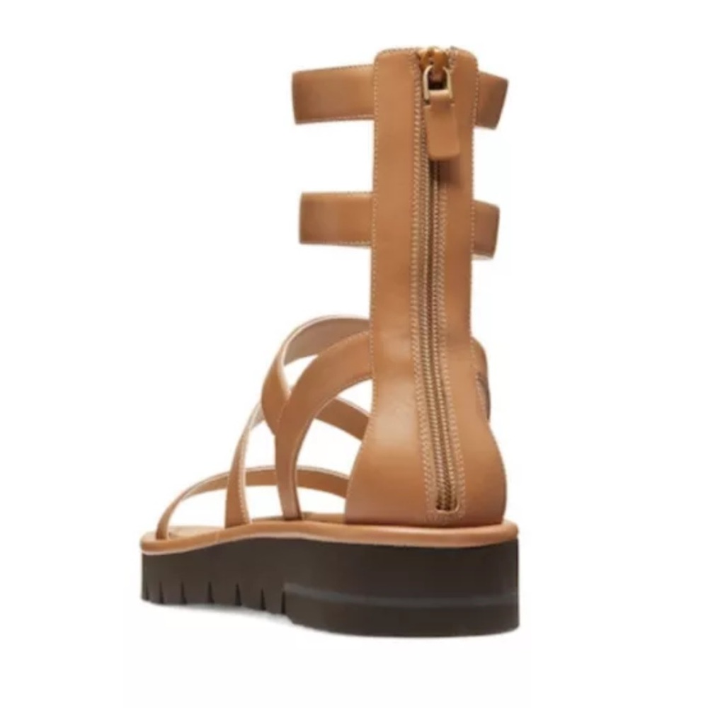 Stuart Weitzman Gala Lift Gladiator Back Zip Sandals Tan 8.5 - Picture 10 of 13